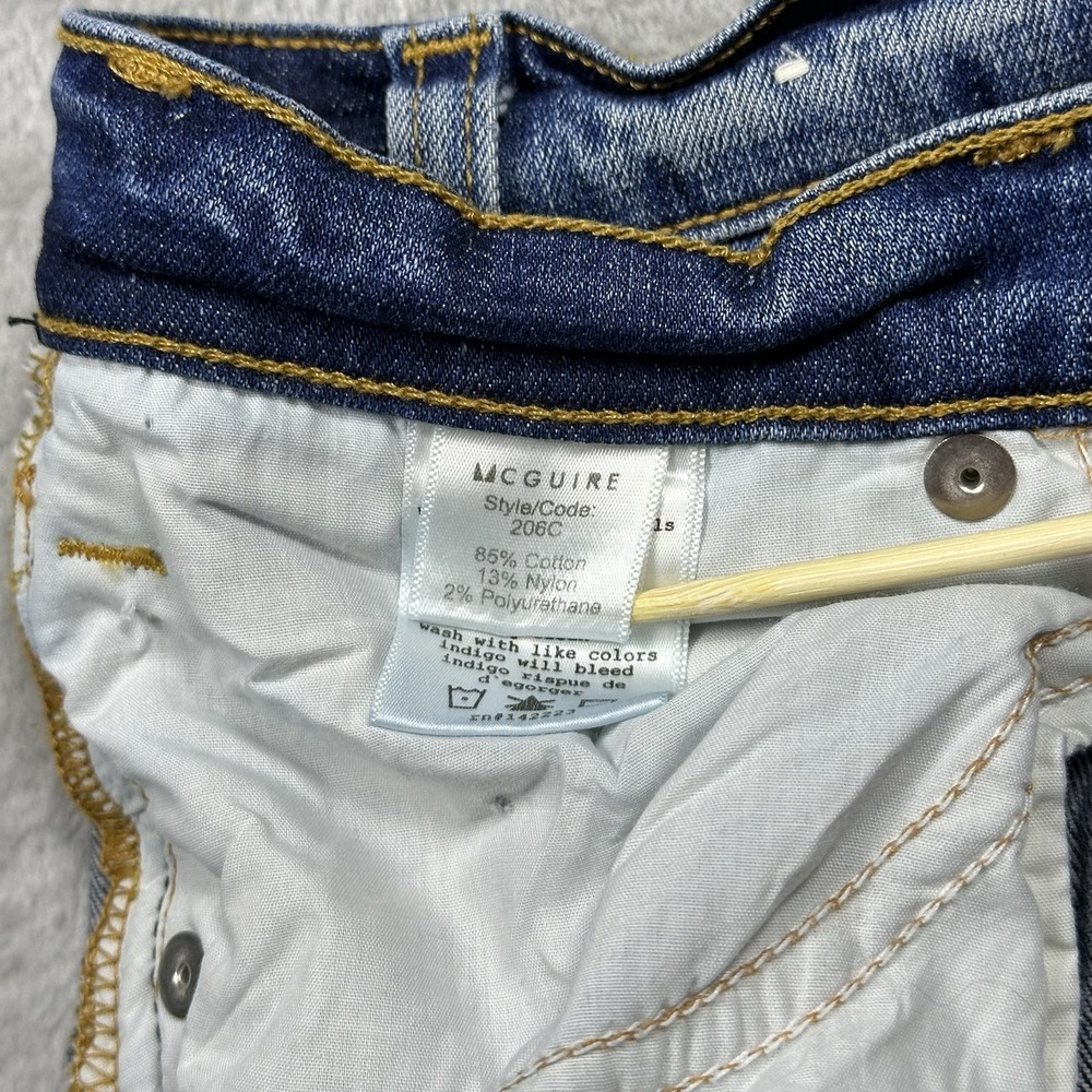 McGuire Denim Satin Tuxedo Stripe Jeans Women's 27 Modern Chic Skinny Black Trim - Picture 10 of 16